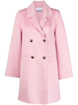 GANNI notched-lapels double-breasted coat - Pink