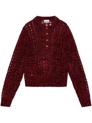 GANNI open-knit mohair blend jumper - Red