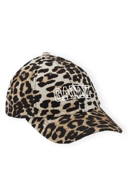 Ganni Organic Cotton Baseball Cap in Leopard