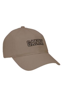 Ganni Organic Cotton Baseball Hat in Fossil