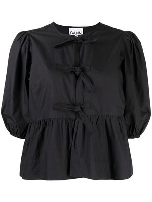 GANNI organic-cotton peplum blouse - Black