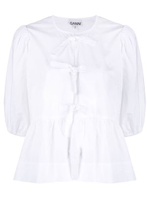 GANNI organic-cotton peplum blouse - White