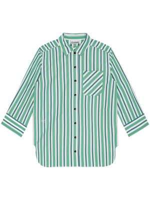 GANNI organic-cotton striped shirt - Green