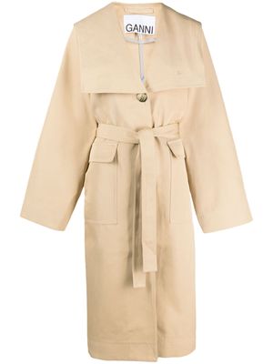GANNI oversized belted trench coat - Neutrals