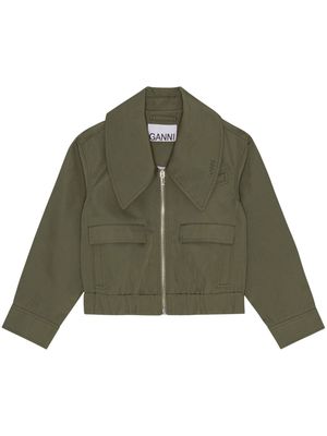 GANNI oversized collar jacket - Green