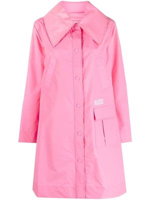 GANNI oversized-collar raincoat - Pink