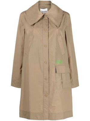 GANNI oversized collar trench coat - Neutrals