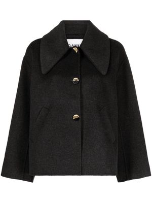GANNI oversized pointed-collar wool jacket - Black