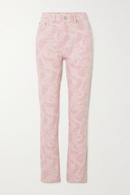 GANNI - Paisley-print Organic High-rise Straight-leg Jeans - Pink
