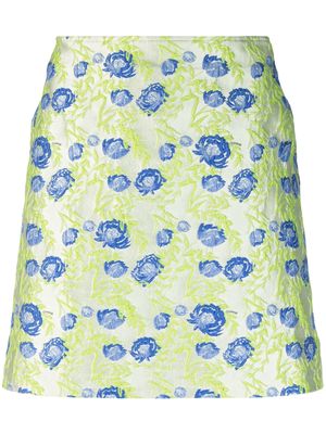 GANNI patterned-jacquard mini skirt - Grey