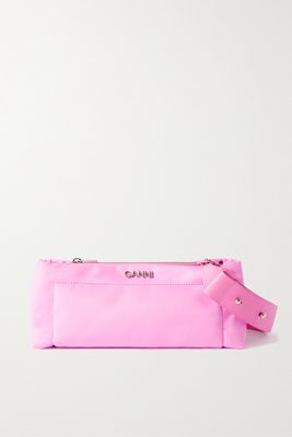 GANNI - Pillow Baguette Leather-trimmed Recycled Shell Shoulder Bag - Pink
