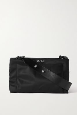GANNI - Pillow Leather-trimmed Recycled Shell Shoulder Bag - Black