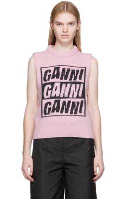 GANNI Pink Logo Vest