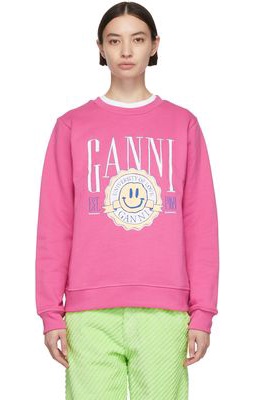GANNI Pink Organic Cotton Sweatshirt