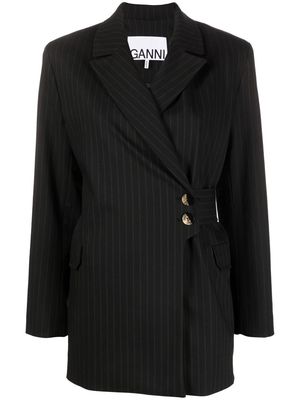 GANNI pinstripe button-fasten blazer - Black