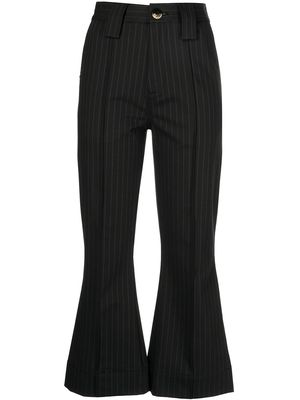 GANNI pinstripe-pattern flared trousers - Black