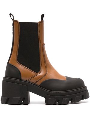 GANNI platform leather Chelsea boots - Brown