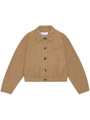 GANNI pleated cropped jacket - Neutrals