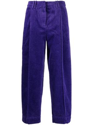 GANNI pleated straight-leg corduroy trousers - Purple