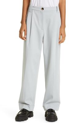 Ganni Pleated Twill Trousers in High Rise