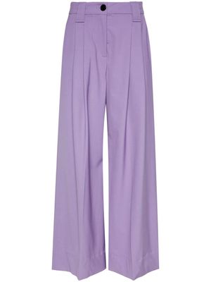 GANNI pleated wide-leg trousers - Purple