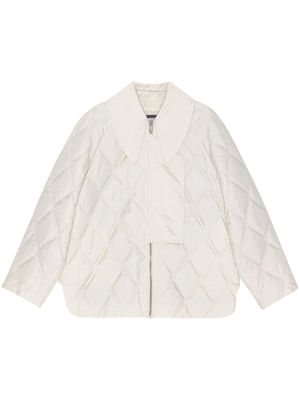GANNI pointed-collar diamond quilting jacket - White