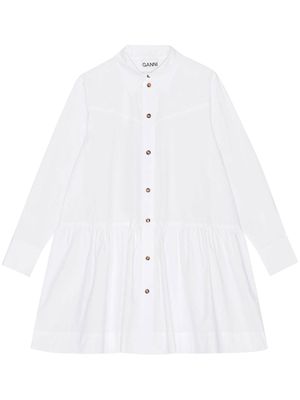 GANNI pointed-collar organic cotton shirtdress - White