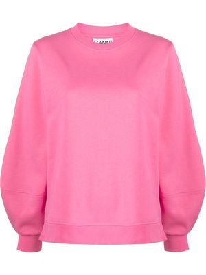 GANNI puff-sleeve organic cotton sweatshirt - Pink