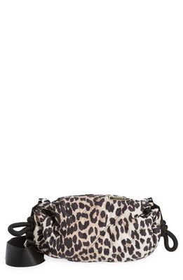 Ganni Quilted Recycled Tech Small Crossbody Bag in Leopard
