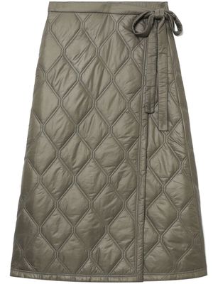 GANNI quilted wrap midi skirt - Green