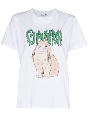 GANNI Rabbit logo T-shirt - White