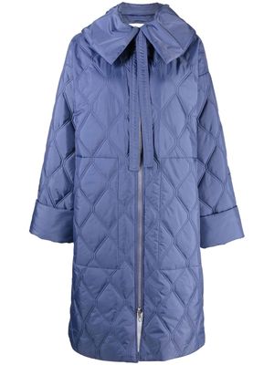 GANNI recycled polyester quilted coat - Blue