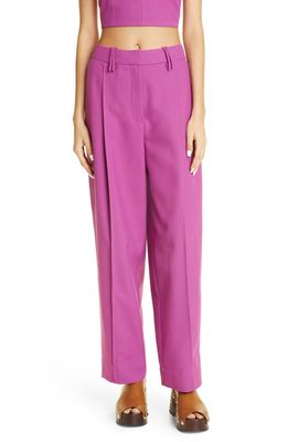 Ganni Relaxed Fit Pleated Pants in Purple Wine