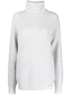 GANNI ribbed-knit roll-neck jumper - Grey