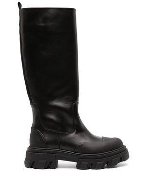 GANNI ruber toecap leather boots - Black