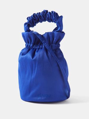 Ganni - Ruched Satin Bag - Womens - Blue