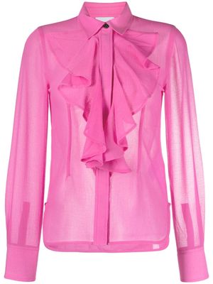 GANNI ruffled chiffon shirt - Pink