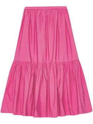 GANNI ruffled organic-cotton midi skirt - Pink