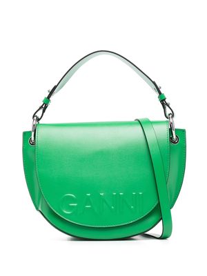 GANNI Saddle logo-embossed tote bag - Green