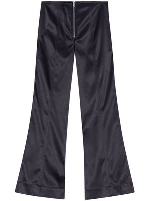 GANNI satin-finish flared trousers - Black