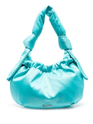 GANNI satin-finish knot-detail bag - Blue
