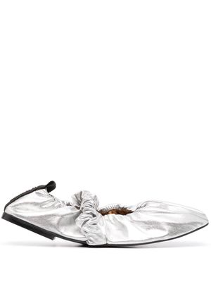 GANNI Scrunchie ballerina shoes - Silver