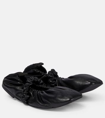 Ganni Scrunchie leather ballet flats