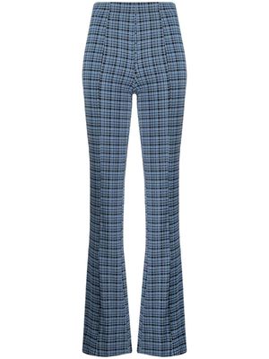 GANNI seersucker flared trousers - Blue