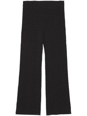 GANNI seersucker-texture cropped trousers - Black