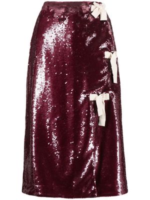 GANNI sequinned midi skirt - Purple