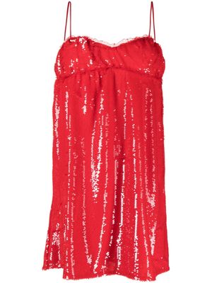 GANNI sequinned sleeveless minidress - Red