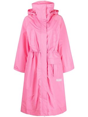 GANNI single-breasted hooded raincoat - Pink