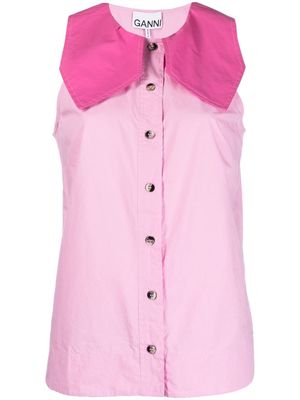 GANNI sleeveless button-front vest - Pink