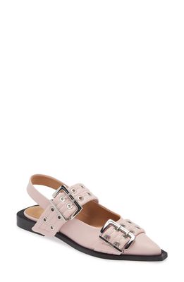 Ganni Slingback Pointed Toe Flat in Chalk Pink